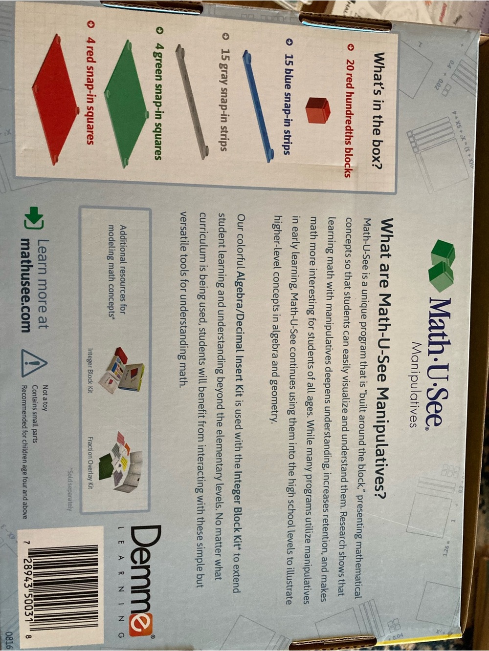 Math-U-See Algebra/Decimal Insert Kit - Picture 3 of 3